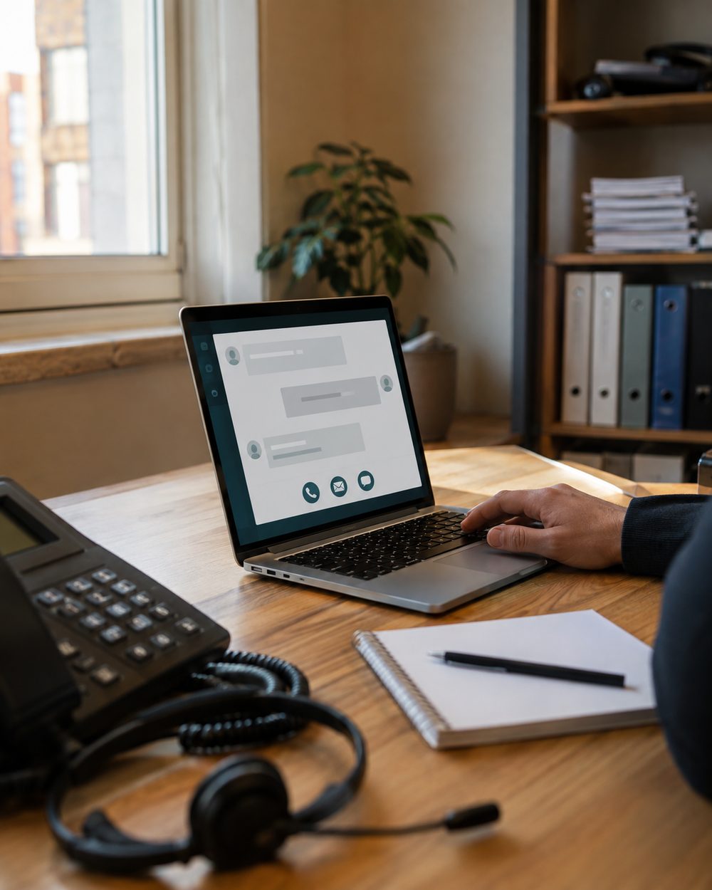 Postazione che gestisce chiamate, email, Telegram e WhatsApp in arrivo con l'agente PrimaLinea